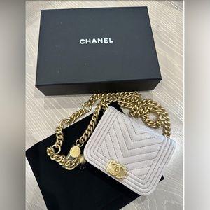 CHANEL Authentic Pink / Light Purple Mini Boy Belt Bag